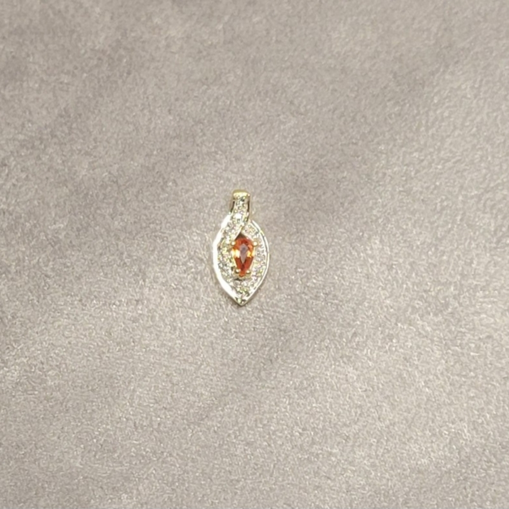 14K Yellow Gold Ceylon Padparadscha Sapphire Pendant